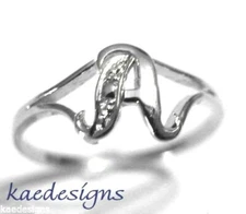 Kaedesigns, Genuine Solid Sterling Silver Initial Ring Most Letters