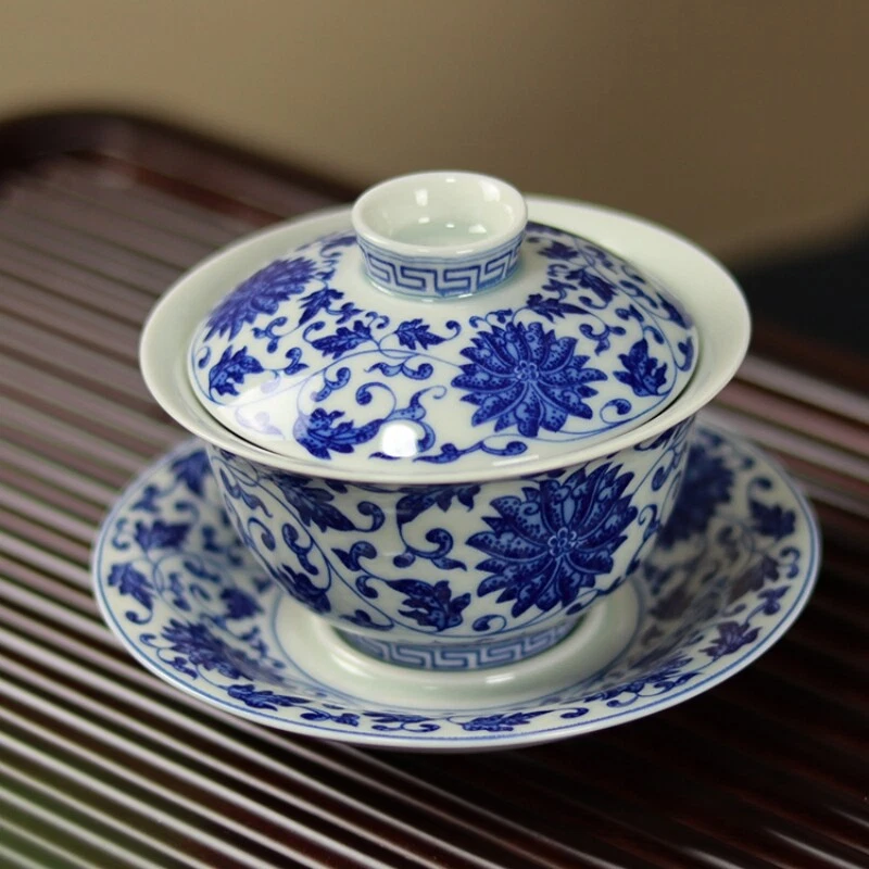Jingdezhen porcelana gaiwan boutique artesanía hecha a mano puré SanCai cuenco platillo Foto 2 de 4