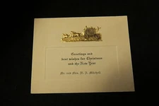 Vintage ART DECO HORSE COACH Christmas Card c. 1920s FABULOUS