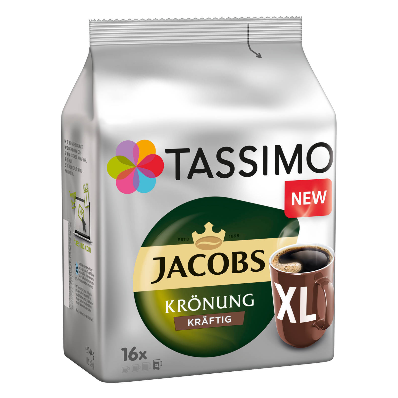 TASSIMO Kapseln Jacobs Krönung Kräftig XL T Discs 5x16 Getränke Kaffeekapseln