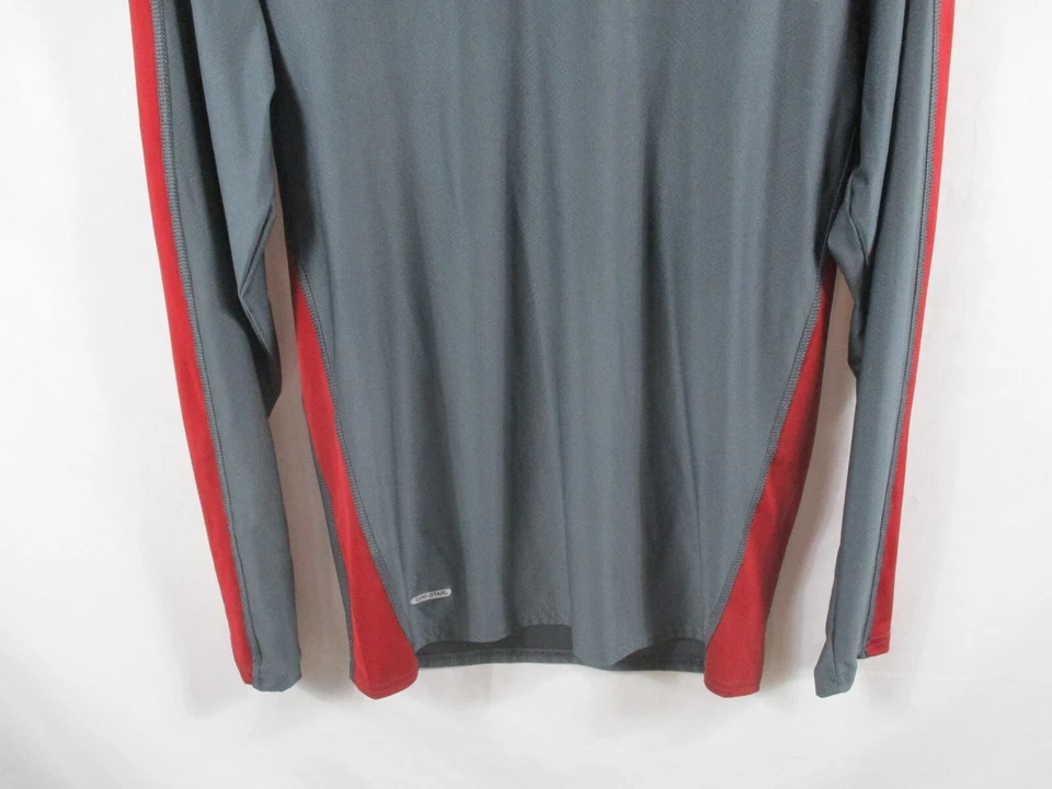 Starter Womens Shirt Large Gray Long Sleeve Round Neck Athletic Polyester Red — 第 3/4 张图片