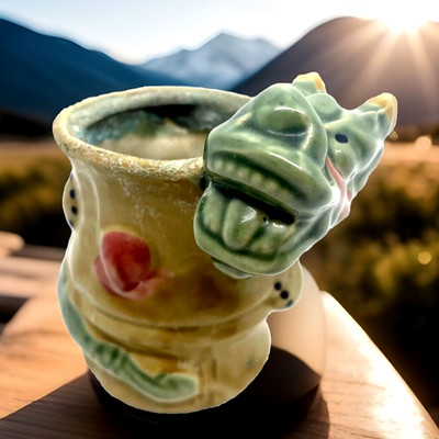 VTG Lucky Bamboo Majolica Pot Green Dragon Asian Planter | eBay