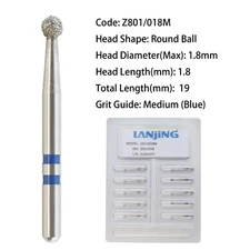Multi-Use Zirconia Adjustment Diamond Bur Dental Z801/018M Ball Round High Speed