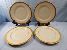 Set of 4 Mikasa Ivory China L2818 Colony Gold Salad Plates 7 5/8" Wide