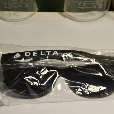 #ad Delta Airlines Official Sunglasses Black White Print UV 400 Protection NIB Retro $44.95