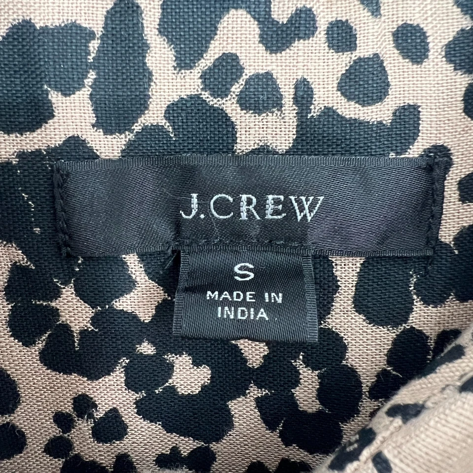 J.Crew Blouse Women's S Leopard Print Button Up Collared Long Sleeve Pink Piping - Image 3 of 4