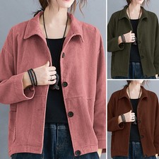 S-5xl Women Corduroy Coat Long Sleeve Casual Solid Blazer Winter Jacket Outwear