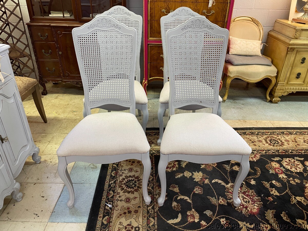 Painted Caned Back Chairs Vintage Painted Dining Room Chairs Gray