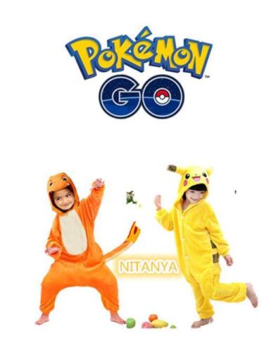 Kids Animal Pyjamas Pikachu Onesie11 Kids cartoon Charmander Costume Pyjama UK - Afbeelding 1 van 10