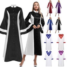 Women Mens Church Clergy Minister Elegant Liturgical Priest Maxi Dress Costume