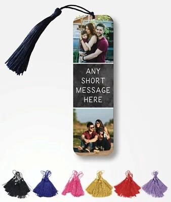 Personalised Metal Bookmark with Photos and Text - Christmas Gift - Black Wash