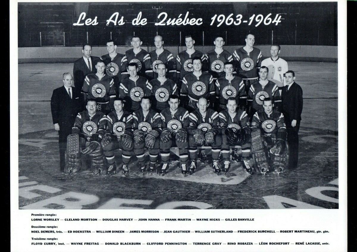1963-64 AHL Quebec Aces Hockey Team Photo les as de Quebec PHOTO D'ÉQUIPE  RARE
