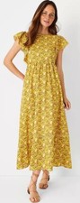 NWT~Ann Taylor Floral Maxi Dress Size XS Yellow Palm Tree Flare Ruffle Sleeve