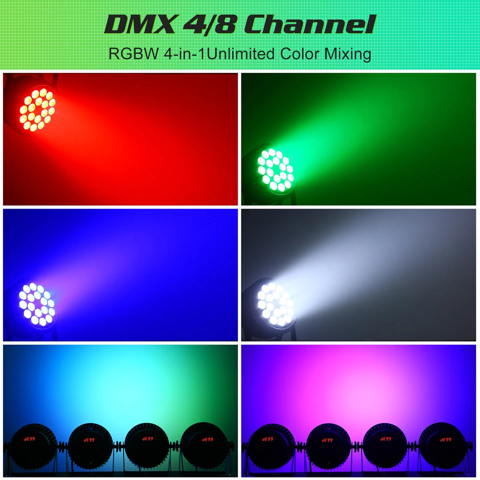 270W 18LED PAR Lights RGBW Stage Lighting DMX DJ Disco Party Club Xmas Bar Light - Image 2 of 4