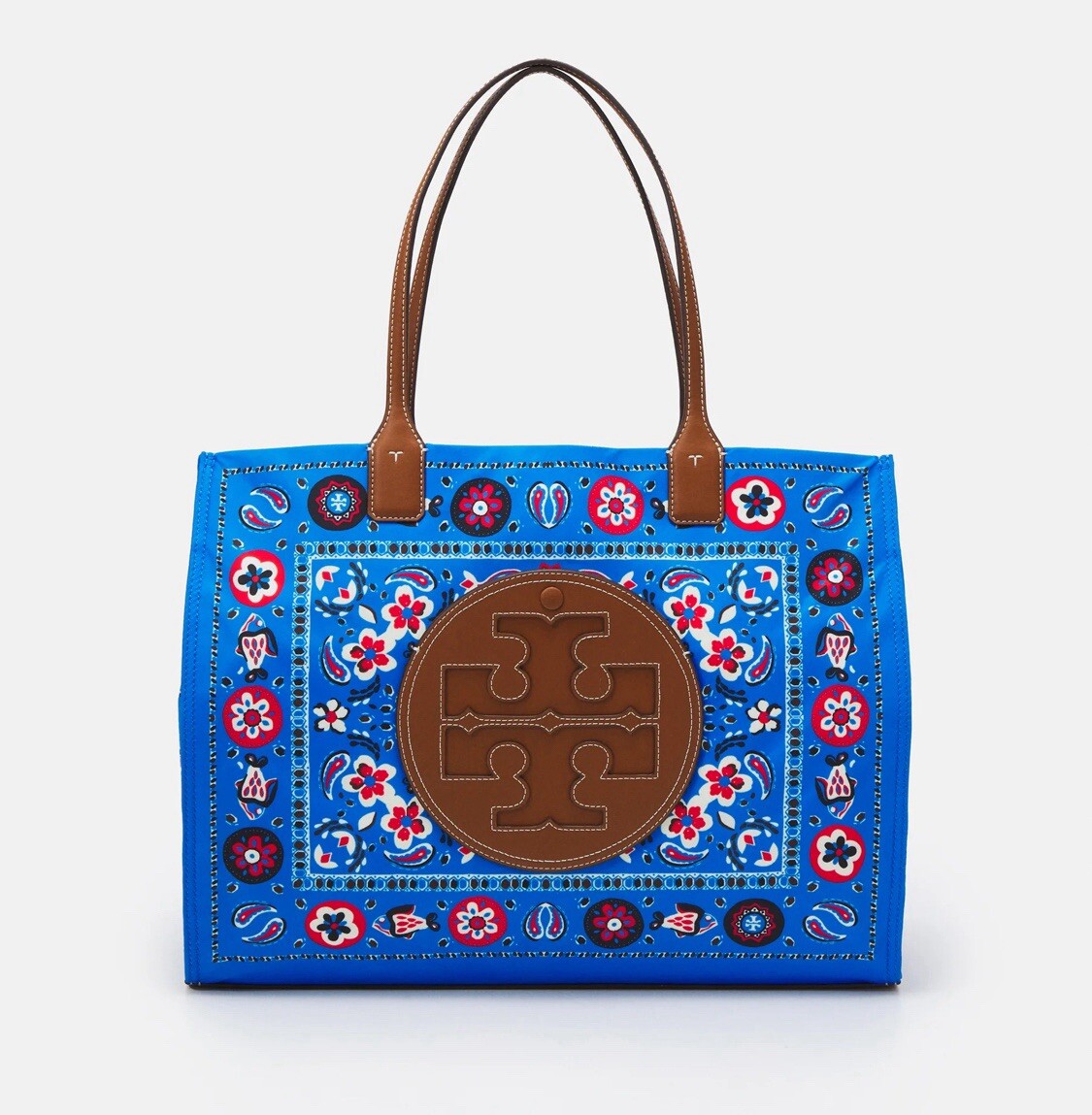 TORY BURCH ELLA Tote Bag Large Nylon Bag Meadow Blue Pisces