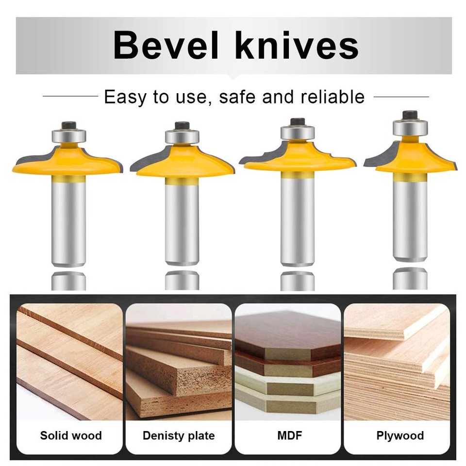 LEATBUY Door&Drawer Front Edging Router Bit Set 1/2-Inch Shank 4 PCS ...