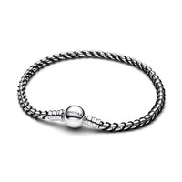 Pandora Armband Schwarze Kordel Kastenkette Silber 593816C02-19 Cm