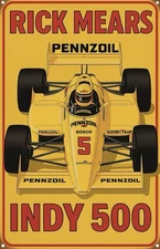 Hi Gloss! Rick Mears Indy 500 1988 Race Car Vintage Style Metal sign
