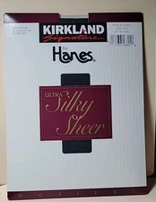 Kirkland Signature Hanes Pantyhose Size AB Jet Black Ultra Silky Sheer Style E65