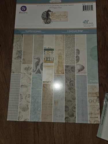 Lotto carta e fiori adesivi Prima Marketing Seashore Scrapbooking - Foto 2 di 10