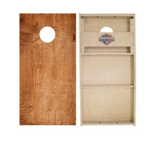 Dark Wood Cornhole Boards Skips Garage WSOC Regulation Foldable Legs