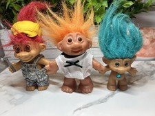 Vintage 1990s Ace Novelty Treasure Troll Doll Teal w/ Belly Jewel Dam 1986 Troll