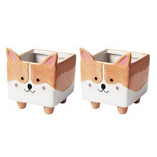 Niedlicher Tier Corgi-Keramik Sukkulente Pflanzenkübel Kakteen Topf C3Z31291