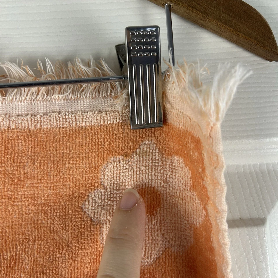 Juego de toallas de mano de baño vintage St Mary's naranja melocotón mariposa flecos florales años 70 Foto 4 de 4