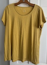 J Jill Scoop Neck Tee Pima Cotton Mustard Color Size Medium Petite