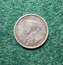 1915 George V Silver Two (2) Annas Coin India 1.46g 