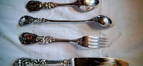 Vintage Stieff Rose Sterling Silver Flatware Set 4 Pieces