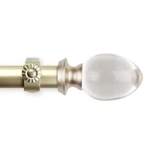 48 In. - 84 In. Adjustable Single Curtain Rod 1 In. Dia in Gold with Ellis Finia