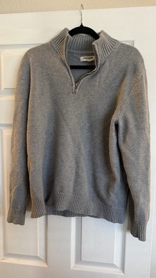 Men's Goodthreads  sweater size Large Grey long sleeve collar 1/4 zipper