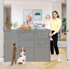42 Inch High Retractable Baby Gates Extra Tall Retractable Pet Gate with Rein...