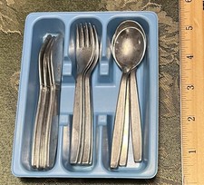 Kids Vintage TOY Aluminum Silverware Made in Italy Fork Knife Spoon