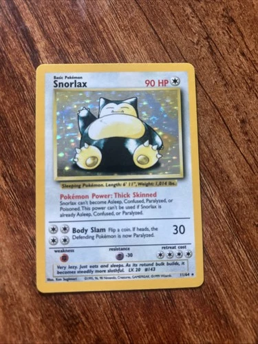 Snorlax - (MP - Misprint No Jungle Symbol) Holo 11/64 1999 Pokémon TCG