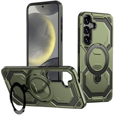 Military Grade Shockproof Case for Galaxy S25 Plus with Kickstand - Green