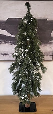 3ft Tall Artificial Alpine Snowy Woodland Christmas Tree-Wood Trunk-Metal Stand