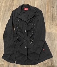 Vtg Royal Bones Daang Trench Corset Jacket Womens Sz Xl Black Goth Alt Emo Tripp Vtg Royal Bones Daang Trench Corset Jacket Womens Sz Xl Black Goth Alt Emo Tripp