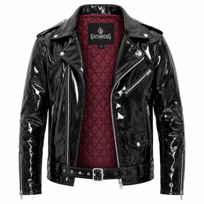 Herren PVC Lackjacke & Lackhose Set Schwarz Gothic Vinyl Wetlook