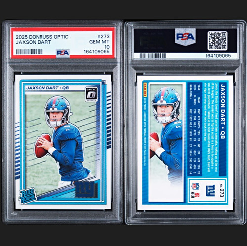 Panini 2025 Donruss Optic Jaxson Dart Rated Rookie RC #273 Giants PSA 10