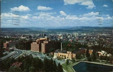 Spokane, Washington WA Birds Eye View of City 1956 Wilbur Chrome Postcard
