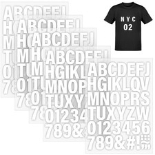 5 Sheets White Iron on Letters and Numbers for Fabric, 245 Pieces Heat Transfer
