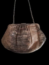 Hobo International espresso snake skin shoulder bag handbag w yellow interior