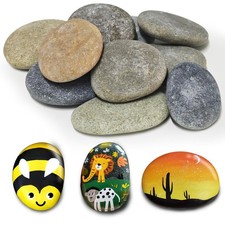 10Pcs Flat Rocks for Painting, 2-3 Inch Smooth River Stones to Natural color