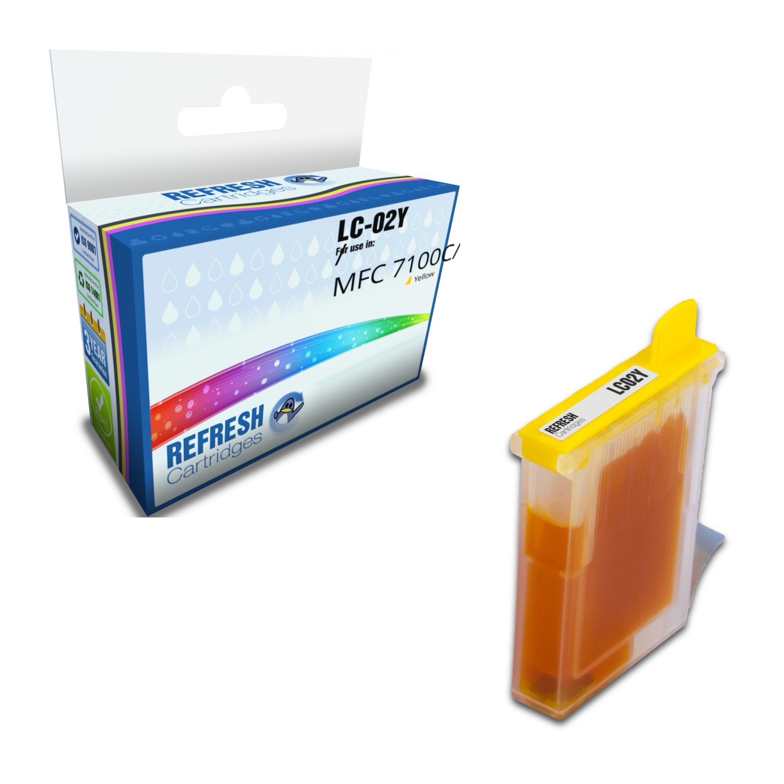 Refresh Cartridges Yellow LC-02Y Ink Compatible With Brother Printers