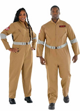 Ghostbusters Adult Beige Jumpsuit Costume w/ Belt Removable Name Tags Size Large