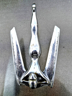 1950s Nash Hood Ornament Chrome Flying Lady Goddess w/ Base Mount George Petty