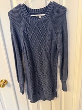 Women’s American Eagle Acid Wash Blue Sweater Dress Size Small Petite
