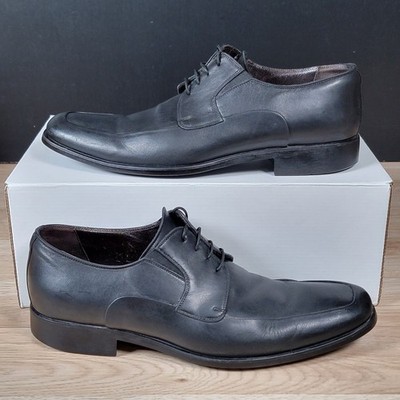 Bruno Magli Shoes Mens Size 10 Black Rammola Derby Leather Apron Toe Dress Italy